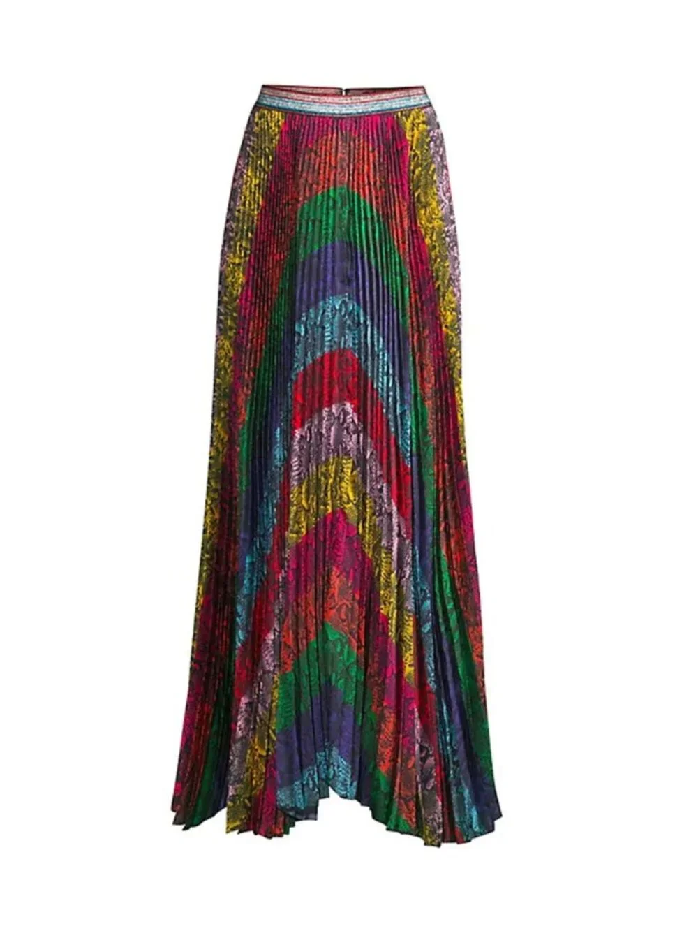 Alice + Olivia Katz Rainbow Snake Maxi Skirt Size 12